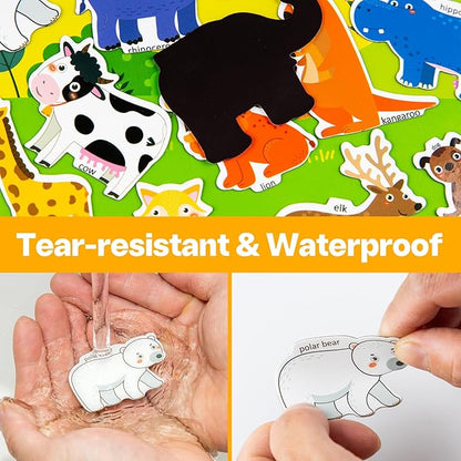 3 Pack Magnetic Reusable Sticker Book for Kids Ages 3-6, Vehicles, Farmhouse Animal, Dinosaur, 3 Hot Topics Magnet Activity Book for Boys Girls Road Trip Airplane Train Travel Toy Birthday Gifts