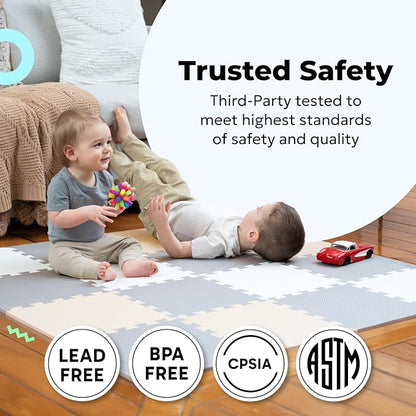 MioTetto Baby Play Mat, Soft Foam Floor Tiles for Kids. Adjustable Interlocking Foam Tiles, Fits with 50x50 Playpen Baby mat for Crawling & Development, Safe & Non-Toxic Playmat for Babies 6-12 Months