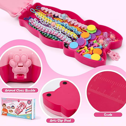 Bracelet Making Kit for Girls - Arts and Crafts for Kids Ages 8-12 - Friendship Bracelet String Maker Set Toys - Best Christmas Birthday Gifts - Charming Animal Shaped Weaving Loom (Large)