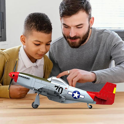 WW2 Military Fighter Jet Airplane P-51 Mustang Air Force Building Blocks Set(580Pcs) Compatible with Lego,Aircraft Toys Building and Military Gifts for Kid and Adult Boys Gift Aged 6+