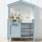 Best Choice Products Pretend Play Wooden Farmhouse Kitchen Set for Kids w/Toy Storage, Clicking Knobs, Windows, 5 Accessories Included - Ocean