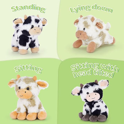 Muiteiur 4 Pcs Soft Cow Stuffed Animals, Cute 10 inch Stuffed Cow Dolls for Kids, Soft Plush Toys