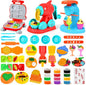 3 in 1 Dough Sets 59 PCS for Kids Ages 4-8, Dough Tools Kit with Ice Cream Noodle Hamburger Maker Machine, Kitchen Creations Art Crafts Food Play Toys for Boys Girls Kids Toddlers Ages 3+