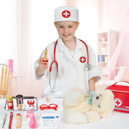 Doctor Kit for Kids, 34 Pcs Kids Doctor Playset Kit for Toddlers 3-5 with Medical Storage Bag & Real Stethoscope, Fun Role Playing Game, Doctor Play for Toddlers Kids Boys Girls Ages 3+