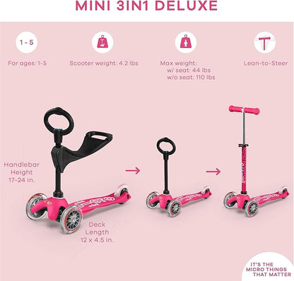 Micro Kickboard - Mini 3in1 Deluxe 3-Stage Ride-on Scooter Toddler Toys for Ages 12 Months to 5 Years