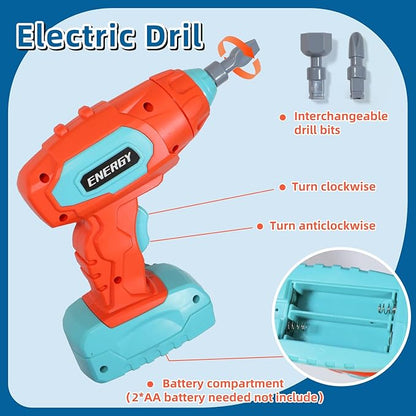 Kids Tool Set with Drill,120Pcs Toddler Tool Set with ToolBench,Montessori Toy for 2+Year Old,Educational STEM Construction Toys for Ages 2-4,Pretend Play Toddler Toys 3-5 Year Old Birthday Gift