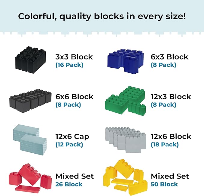 EverBlock Single Color Combo Pack | Giant Building Blocks | Easy to Connect & Reuse | Indoor & Outdoor Use | Build Displays & Structures | White