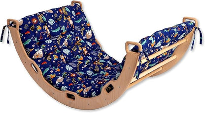 Climbing Arch | Montessori Rocker Arch | Arch with Cosy Pillow | Wooden Climbing Arch with Cushion | Wooden Climbing Arch and Rocker | Indoor Playground Cosy Cushion Rocker (Jungle)
