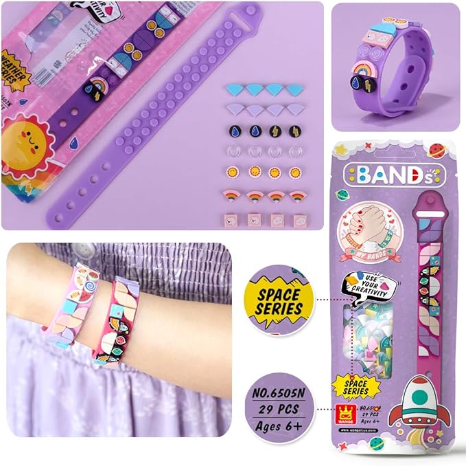 SIENON Bracelets 6PCS, Kids Building Blocks Dots Bracelets, DIY Creative Craft Bracelet Making Kit for Kids, Friendship Bracelets, Dots Construction Toys Kit for Birthday Holiday Gift for Girls Boys