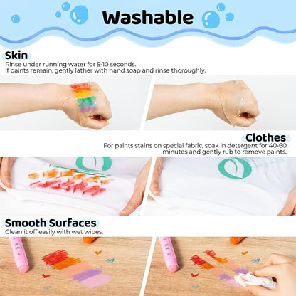 Ohuhu 36-Color Washable Tempera Paint Sticks for Kids, Non-Toxic Quick-Drying Paint Set for Drawing, Graffiti & Crafting - Works on Paper, Glass, Wood, Ceramic, Canvas & Rock