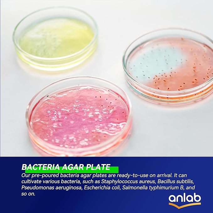 anlab™ Nutrient Agar Petri Dishes Science Project Kit | Pre-Poured Agar Plates and Cotton Swabs for Science Experiments | Bacteria Science Kit - Sealed Separately (Items of 10)
