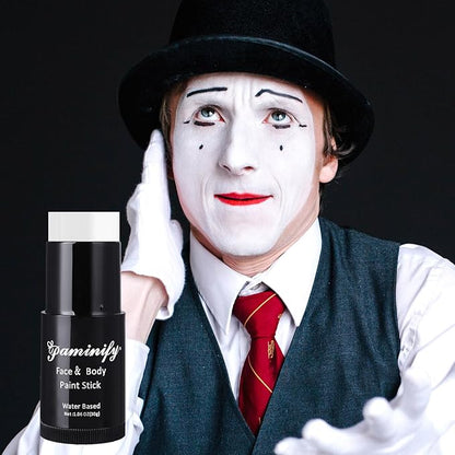 White Face Paint Stick,Washable White Foundation Face Painting for Clown Skeleton Skull Zombie Joker Goth Vampire Costume,SFX Makeup Body Paint for Halloween Cosplay,1.06 OZ