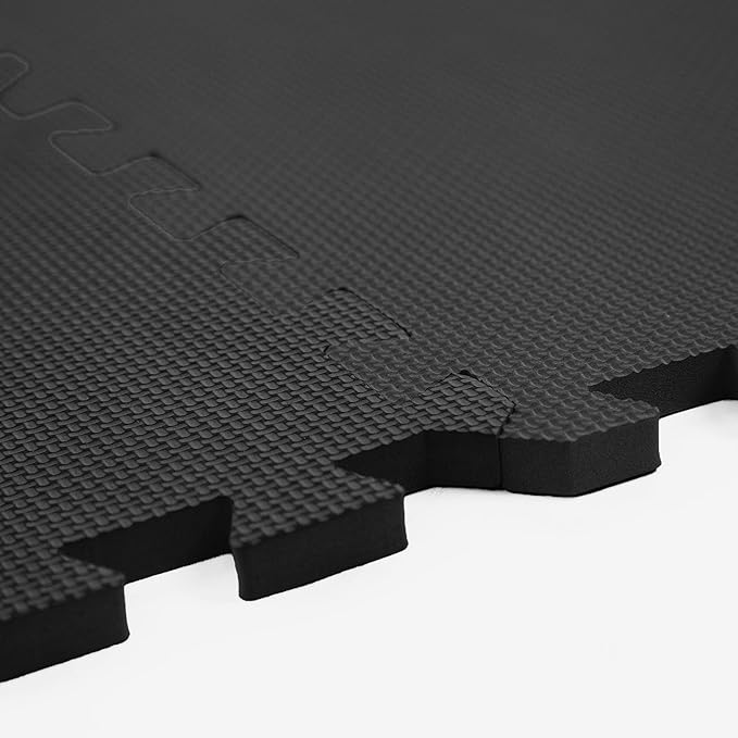 Flooring Inc's 1/2" Soft Non-Toxic Baby Play Mat, Toddler Playmat, Colorful Puzzle PlayMat, Floor Mats for Kids & Babies, EVA Foam Interlocking Tiles for Nursery & Playroom | Black, 12 Tiles, 48 Sq/Ft