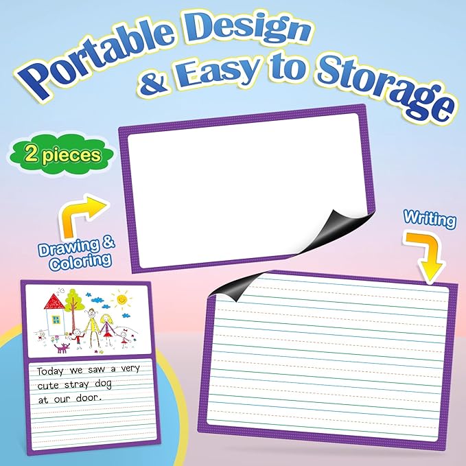 Aizweb Giant Magnetic Draw & Write Paper,Dry Erase Handwriting Lined for Classroom Whiteboard Accessories, Writing Chart Paper Teacher Must Have Homeschool Teaching Supplies,Teacher Essential