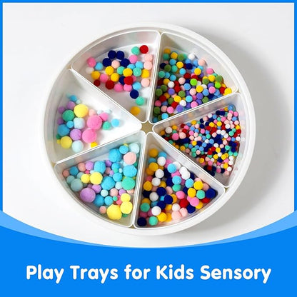 Round Sensory Bin with Lid and Removable Storage Inserts, Large Sensory Tray for Kids, Perfect Play Tray for Toddlers & Educational Activities