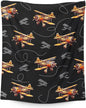Kids Blanket Airplane Throw Blanket Gift for Boys, 30x40 Inches Cool Lightweight Comfy Black Throw for Sofa Chair Bed Office