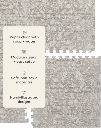 House of Noa Baby Play Mat – 4x6 Emile Grey – Set of 6 Tiles – Cushioned EVA Foam Play Mat for Floor, Soft Interlocking Baby Crawling Mats for Hard Floors