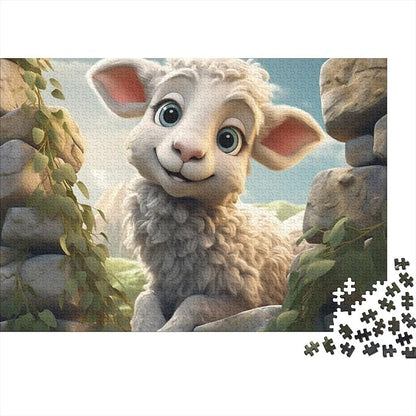 Sheep Thickened Wooden Jigsaw Puzzle for Adults Fun 500 Piece 3D Animal Decoration Toy Intellectual Game Education Game Stress Relief Toy Relaxation and Intelligence 500pcs (52x38cm)