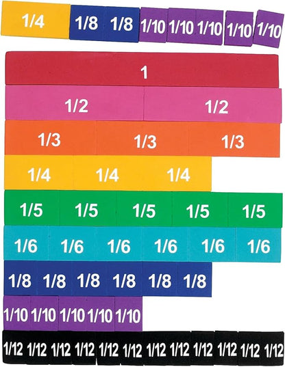 Learning Resources Magnetic Rainbow Fraction Tiles, Visual/Tactile Learning, Soft Foam Magnetic Tiles, 51 Pieces, Ages 6+