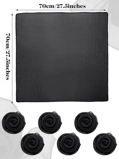 Boao 6 Pieces Chiffon Scarf 1950s Square Neck Head Scarfs Vintage Soft Polyester for Women Lady