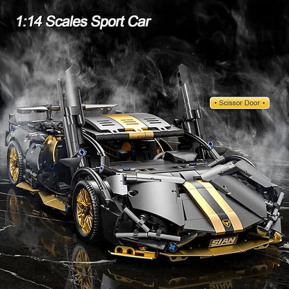 Sport Car Building Block Sets for Adults,Technical Black Race Car Collectible 1:14 Model Scale MOC Engineering Toys Kits Birthday Gifts for Boys Men Teens Car Fans Age 8+ 8-12 12 13 14 14+