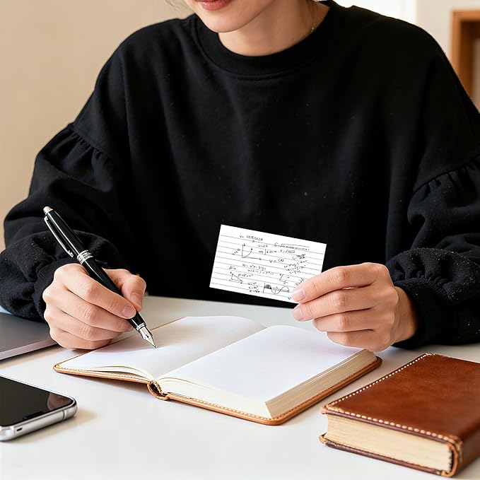 300 Count Index Cards 3x5 Inch - 180gsm Heavyweight Color Flash Card (50 Sheets Each), Durable & Portable Note Taking for Students, Teachers, Study Flashcards for Office Home School