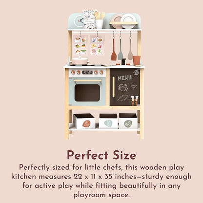 Speedy Monkey Wooden Play Kitchen Set for Kids – 20-Piece Pretend Play Cooking Set, FSC® Certified Wooden Food & Cookware Accessories, Role Play Toy for Toddlers & Little Chefs