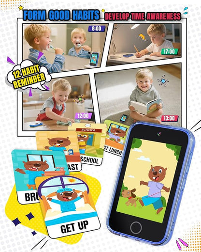 Kids Smart Phone, 3.5'' Touchscreen Kid Phones with Dual Camera, Educational Toddler Learning Toys for 3-10 Year Old Boys, Christmas Birthday Gifts, Music Player, Habit Tracker, Games