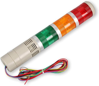 Industrial Signal Tower, Column LED Alarm Tower Lamp Flash Indicator, 3-Layer Stack LED Warning Light Without Buzzer for Safety (110V/Steady ON Light)