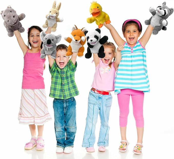 Hand Puppet s Duck Pupp ets,9"Realistic Stuffed Animal Puppe ts for Toddlers Duck Stuffed Puppets for Kids with Movable Mouth,Duck Animal Hand Puppets for Adults Han d Puppets for Toddlers 3