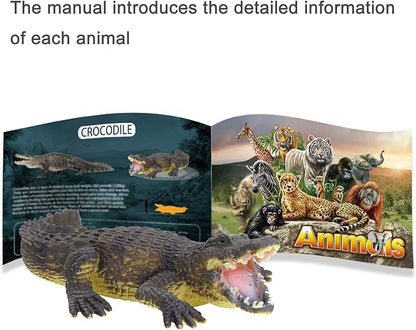 15 Animal Toys for Boys Realistic Safari Animals Farm Zoo Educational Toy Gift with Play Mat for 2 3 4 5 6 7 Year Old Girls Toddlers Kids