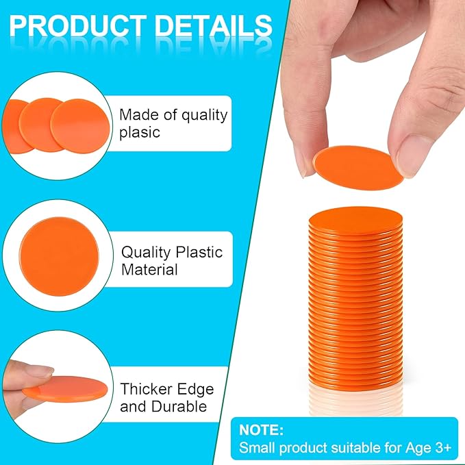Coopay 10 Colors 1.2 Inches Plastic Learning Counters Disks Bingo Chip Counting Discs Markers for Math Practice and Poker Chips Game Tokens, 300 Pieces