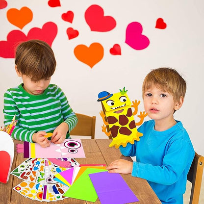 WATINC 9Pack Hand Puppet Art Craft - DIY Making Your Own Paper Sock Puppets Kits Wiggle Googly Eyes, Imaginative Early Learning Classroom Family Storytelling Games Pretend Party Supplies (Monsters)