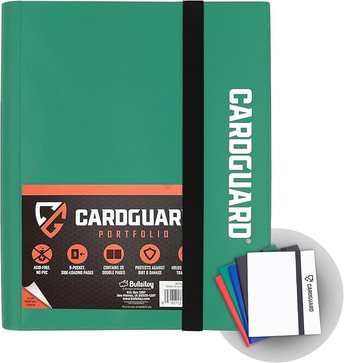Trading Card Binder Pro-Folio – 9 Pocket Binder - Side-Loading Album, Durable & Acid-Free Storage for Pokémon, YuGiOh, MTG, TCG, Game & Sports Cards, Dark Green
