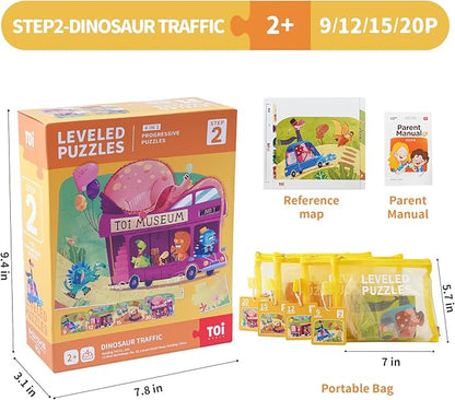 TOI Leveled Puzzles for Kids Aged 2.5 and Up, Toddler Puzzle Preschool Learning Jigsaw Puzzles, Large Pieces Educational Game for Boys Girls, Cognitive Story Step 2