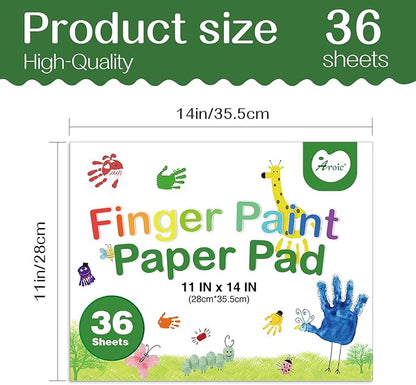 AROIC 36 Sheets Finger Paint Paper 11 x 14 inches, Paint Pad for Kid, Fingerpaint Paper For Toddlers And Kids, Toddlers Art Supplies, Art Painting Pad Set for Finger Painting, Drawing