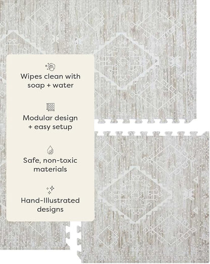 House of Noa Baby Play Mat – 4x8 Driftwood Ula – Set of 8 Tiles – Cushioned EVA Foam Play Mat for Floor, Soft Interlocking Baby Crawling Mats for Hard Floors