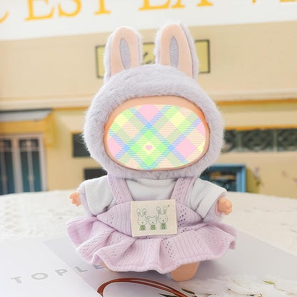 Clothes for Dolls Accessories (No Doll), Kawaii Shirt Skirt Outfit Set 2 Pieces for 15cm 17cm Doll Suit, Stylish Dress Up Doll Clothing Set Replacement Purple