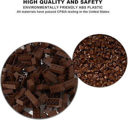 500 Piece Brown Bricks Bulk, Brown 2x4 Building Bricks Flat, Compatible with Lego Parts and Pieces: 2x4 Brown Bricks(Color: Brown)
