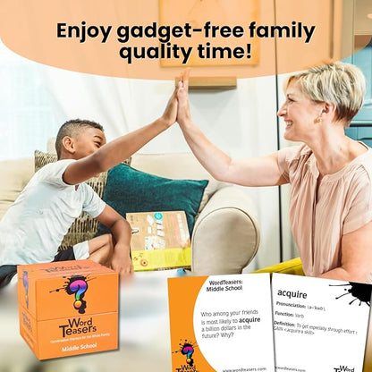 ? WORD TEASERS Middle School - Vocabulary Game for Kids 10-13 - Fun Family Conversation Starters - Reading Games for Middle School - 150 Vocabulary Flash Cards/Conversation Cards