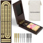 Foldable Wooden Cribbage Board Set - Elegant 3-Track Design with Magnetic Closure, 9 Metal Pegs, Full Deck of Cards, Perfect for Family Game Nights and Travel