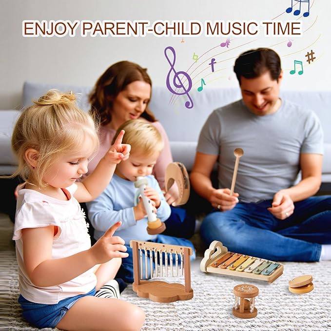 Baby Montessori Musical Instruments,Wooden Percussion Xylophone Musical Toys for Toddlers,Sensory Toys for 18+ Month Old,Kids Preschool Educational,Birthday Gift for Ages 2 3