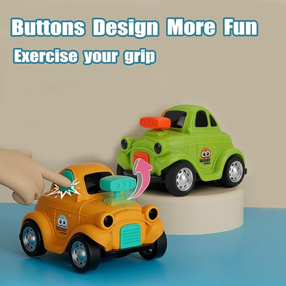 Inertial Push and Go Cartoon Car Toys for Toddlers 1-3, Friction Powered Race Vehicles for 6-9-12-18 Month, 1st Birthday Gift for 1-2 Year Old Boy Girl,Party Favor for Kids