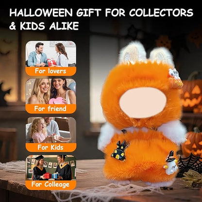17cm Doll Clothes Set, Premium Jeans & Knitted Sweater Outfit for 17cm 15cm Dolls, Cute Dress Up Fashion, No Doll Included (Halloween Pumpkin, 17cm/15cm)