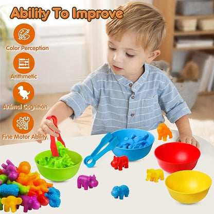 JOCHA Color Sorting and Counting Animals Toys for Toddlers 3 5 4 Years Old Preschool Matching Learning Educational Game Montessori Sensorys Math Classification Activities Toys for Kids Boys Girls