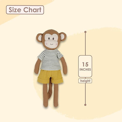 MON AMI Magee Boy Monkey Doll – 15”, Monkey Plush Toy, Stuffed Animal Toy, Use as Toy or Nursery Room Decor