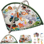 Baby Play Gym with 4 Developmental Zones – Tummy Time Mat & Activity Mat with 6 Sensory Toys, Visual Cards & Pillow – Baby Essentials & Ideal Gift for Newborns