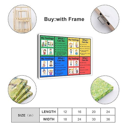 XIANF Self-Regulation, Zones of Self Regulation Calming Corner Poster EIdentifying Emotions, Autism ADHD Coping Strategies Canvas Poster for Classroom School Therapy Room Frame:12x18inch(30x45cm)