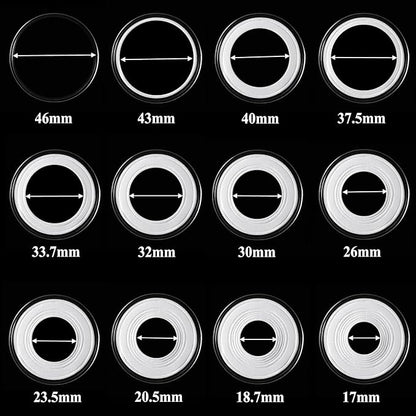 MUODR 46mm Coin Holders for Collectors, Coin Storage Case with Lock,100 Pieces Coin Capsule and 11 Size Gasket, Coin Collection Supplies For Dime,Cent,Nickel,Quarter,Silver Dollar,Half Dollar