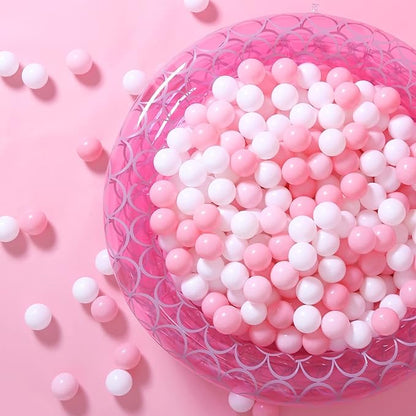 GOGOSO Ball Pit Balls 100 PCS for Toddles, Kids Plastic Balls for Ball Pit, Pool, Pink Party Accessories, Birthday Decoration, Crush Proof and Durable with Storage Bag
